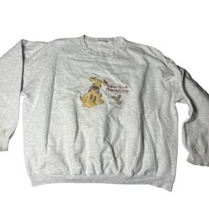 VTG Graphic‎ Sweatshirt Dog Chihuahua Been There Chewed That Pullover Light Gray